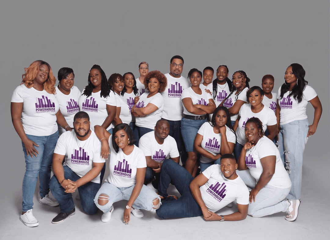 The choir photographed together in the studio