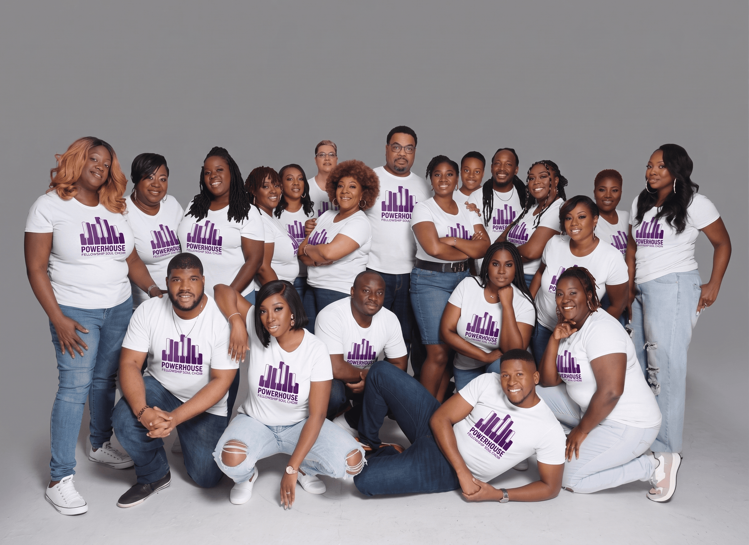 The choir photographed together in the studio