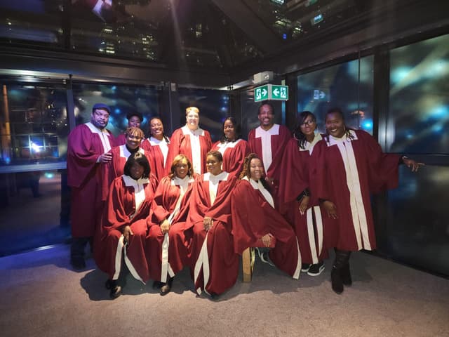 The choir performing live